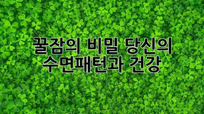 꿀잠의 비밀: 당신의 수면패턴과 건강